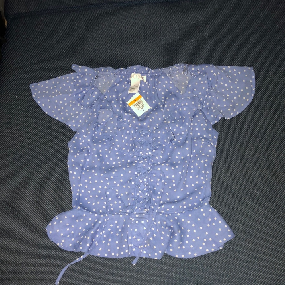 polka dot ruffle top